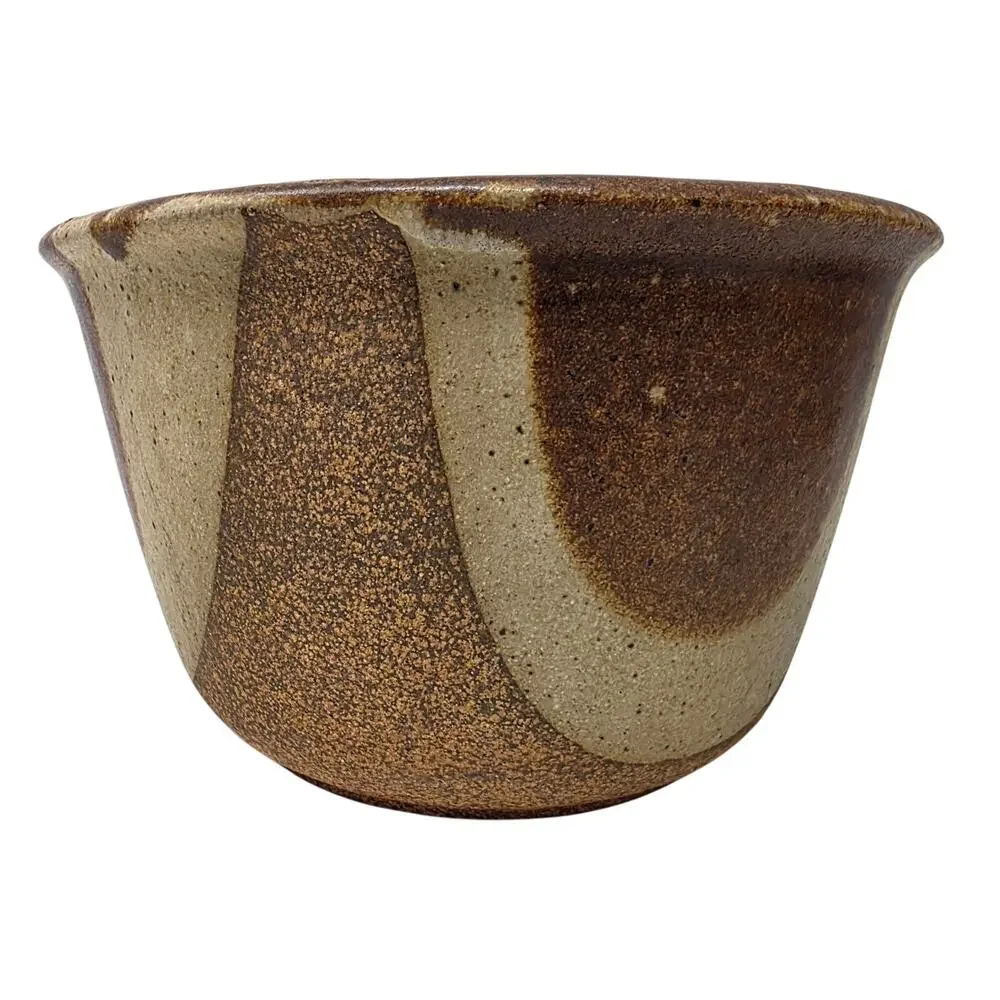 Vintage USA Pottery Planter No. 160 Brown Cream Abstract Cachepot